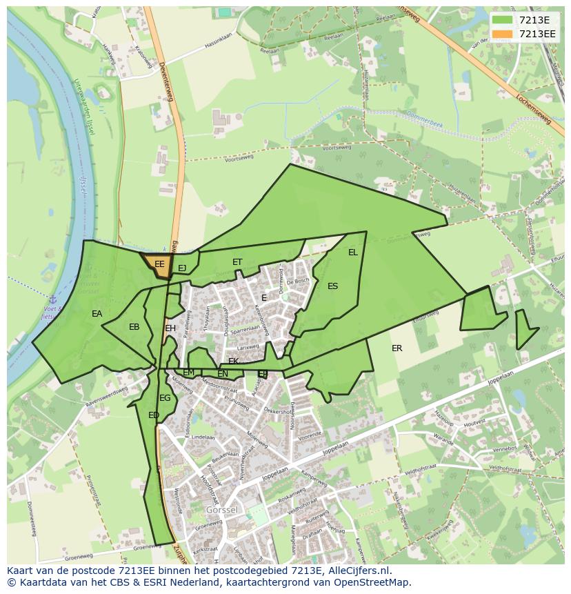 Afbeelding van het postcodegebied 7213 EE op de kaart.