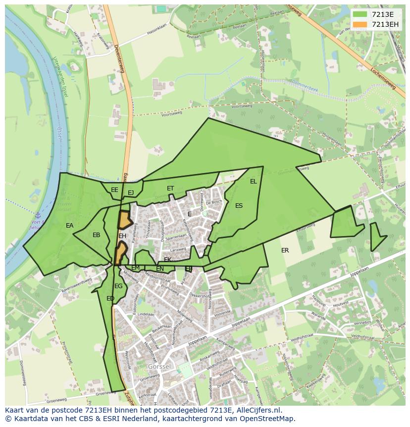 Afbeelding van het postcodegebied 7213 EH op de kaart.