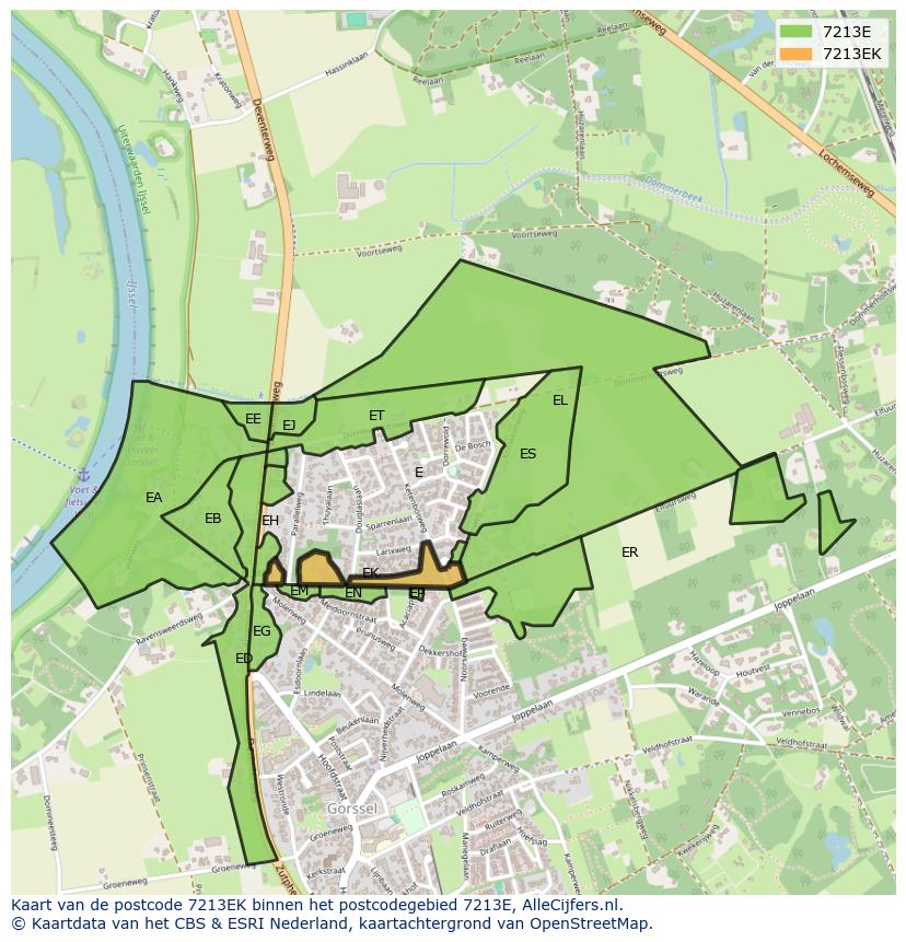 Afbeelding van het postcodegebied 7213 EK op de kaart.
