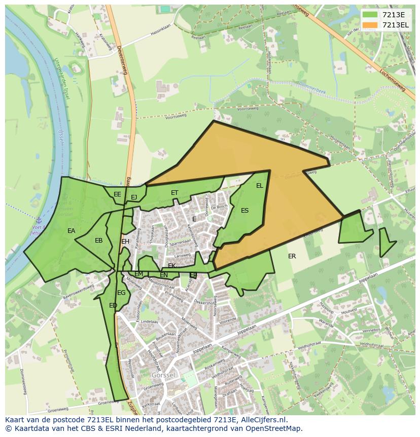 Afbeelding van het postcodegebied 7213 EL op de kaart.