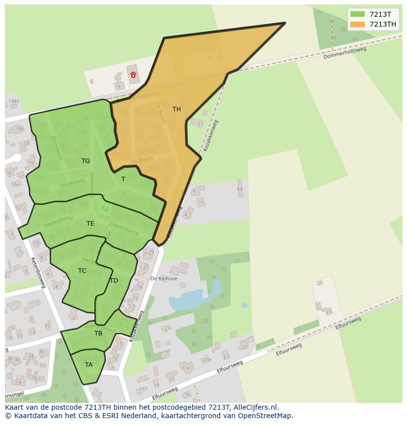 Afbeelding van het postcodegebied 7213 TH op de kaart.