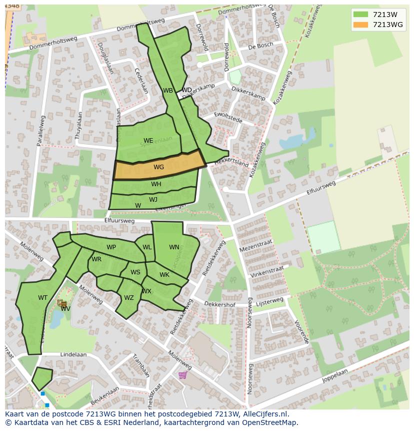 Afbeelding van het postcodegebied 7213 WG op de kaart.