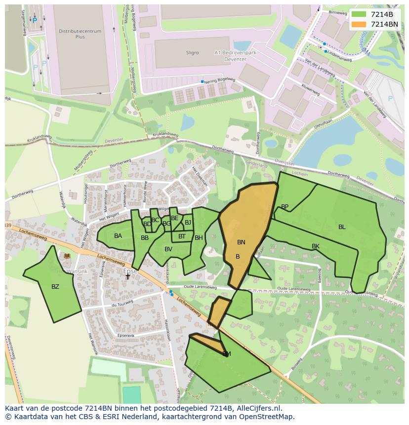 Afbeelding van het postcodegebied 7214 BN op de kaart.