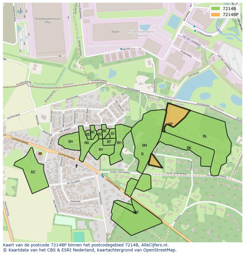 Afbeelding van het postcodegebied 7214 BP op de kaart.