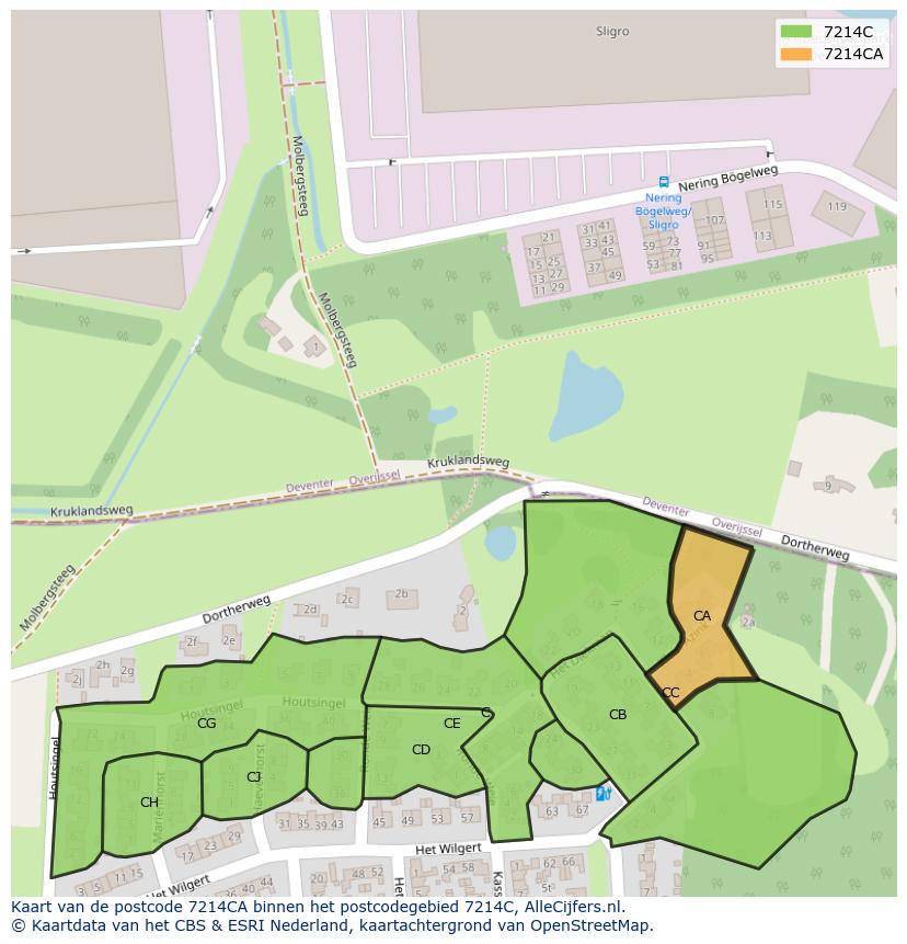Afbeelding van het postcodegebied 7214 CA op de kaart.