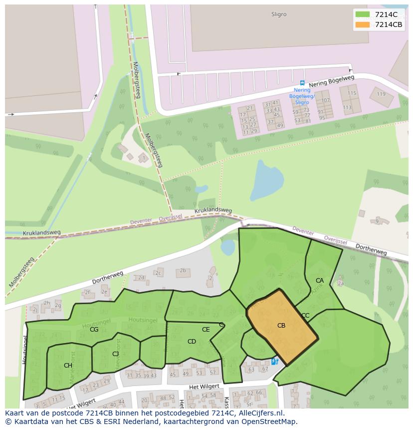 Afbeelding van het postcodegebied 7214 CB op de kaart.