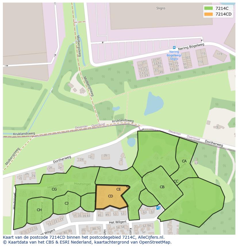 Afbeelding van het postcodegebied 7214 CD op de kaart.