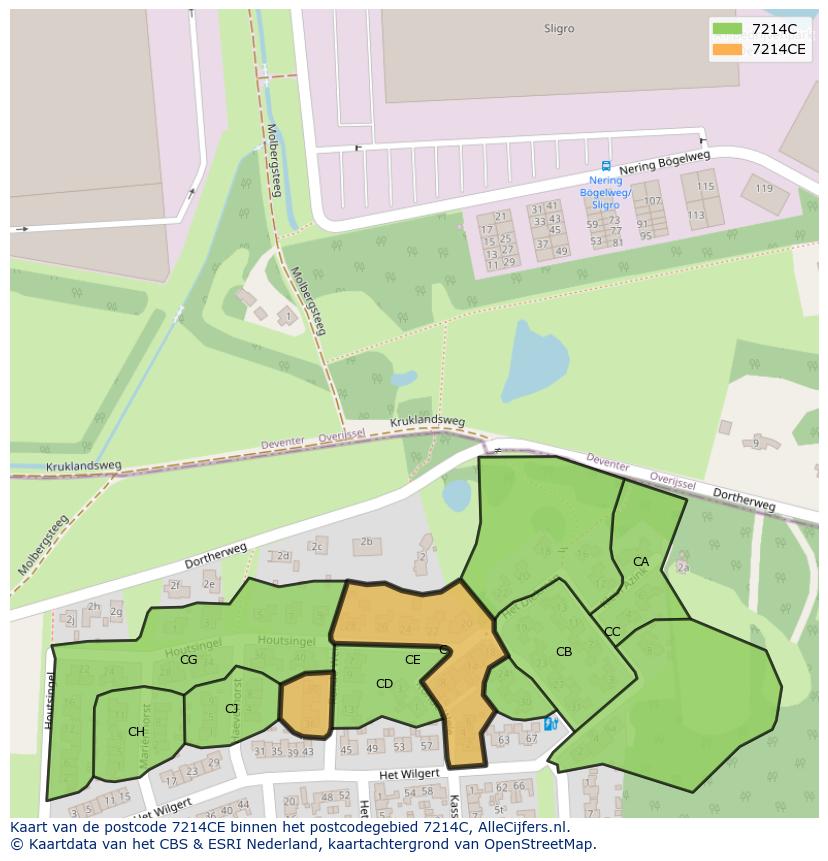 Afbeelding van het postcodegebied 7214 CE op de kaart.