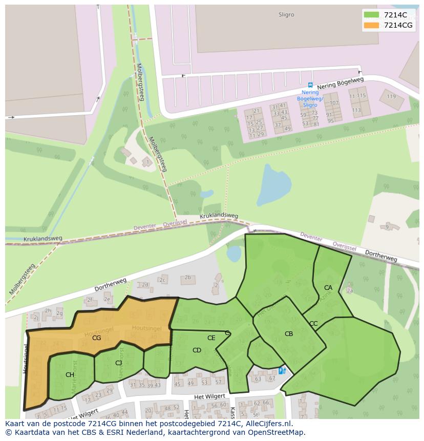Afbeelding van het postcodegebied 7214 CG op de kaart.