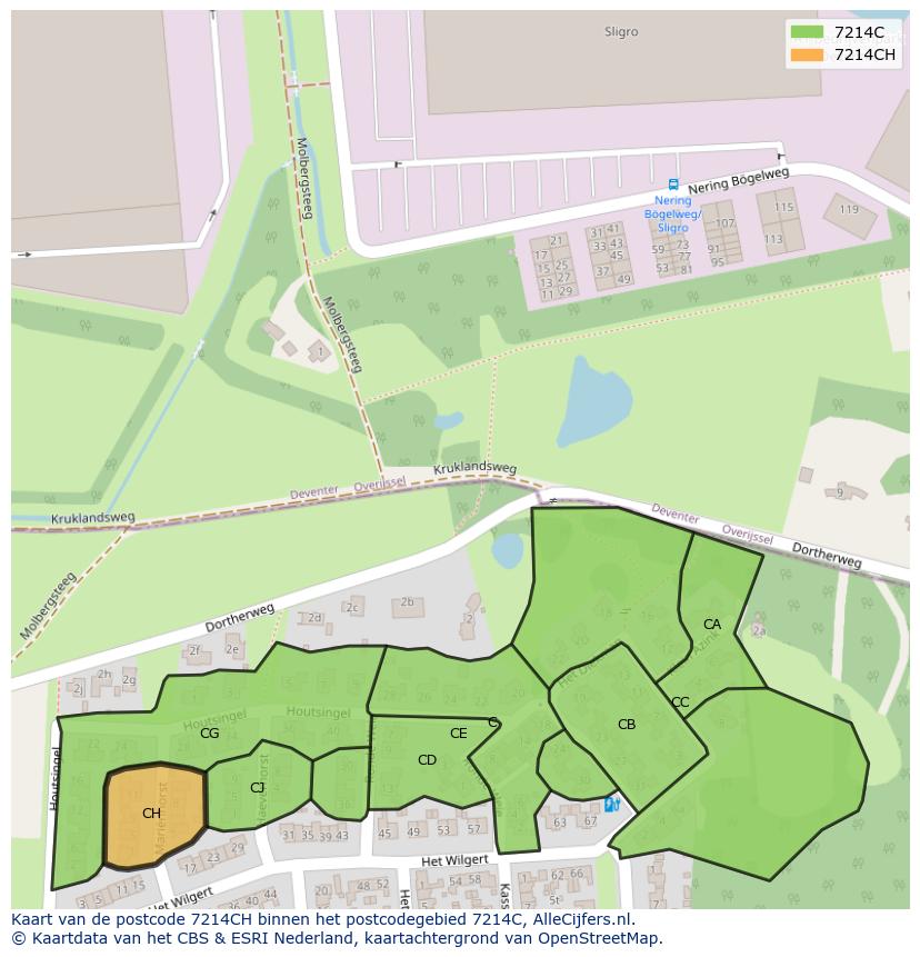 Afbeelding van het postcodegebied 7214 CH op de kaart.