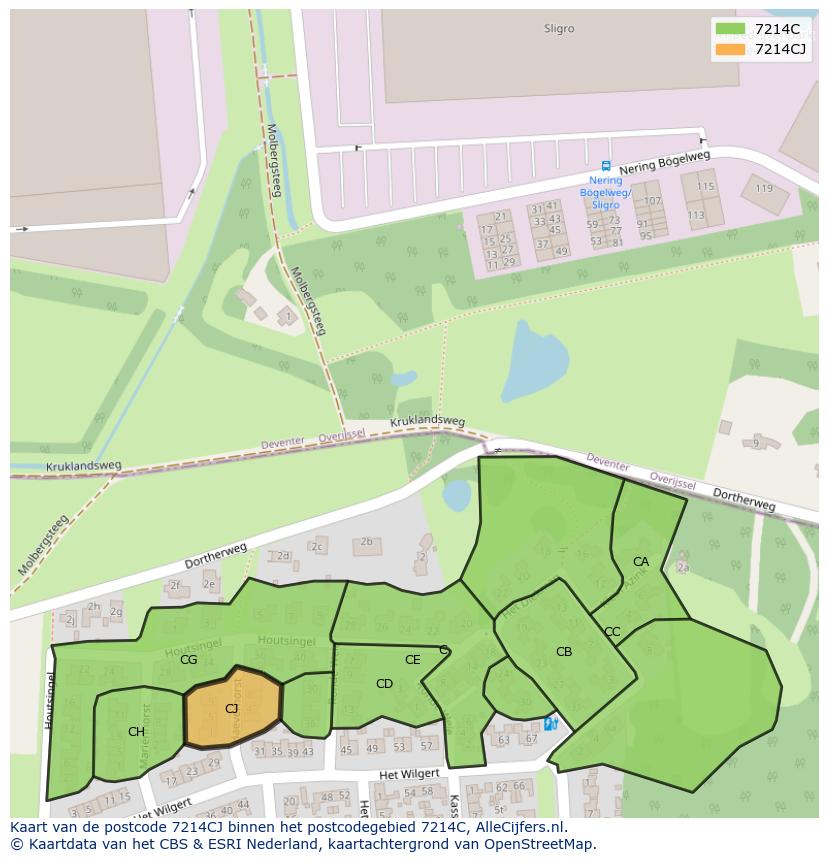 Afbeelding van het postcodegebied 7214 CJ op de kaart.