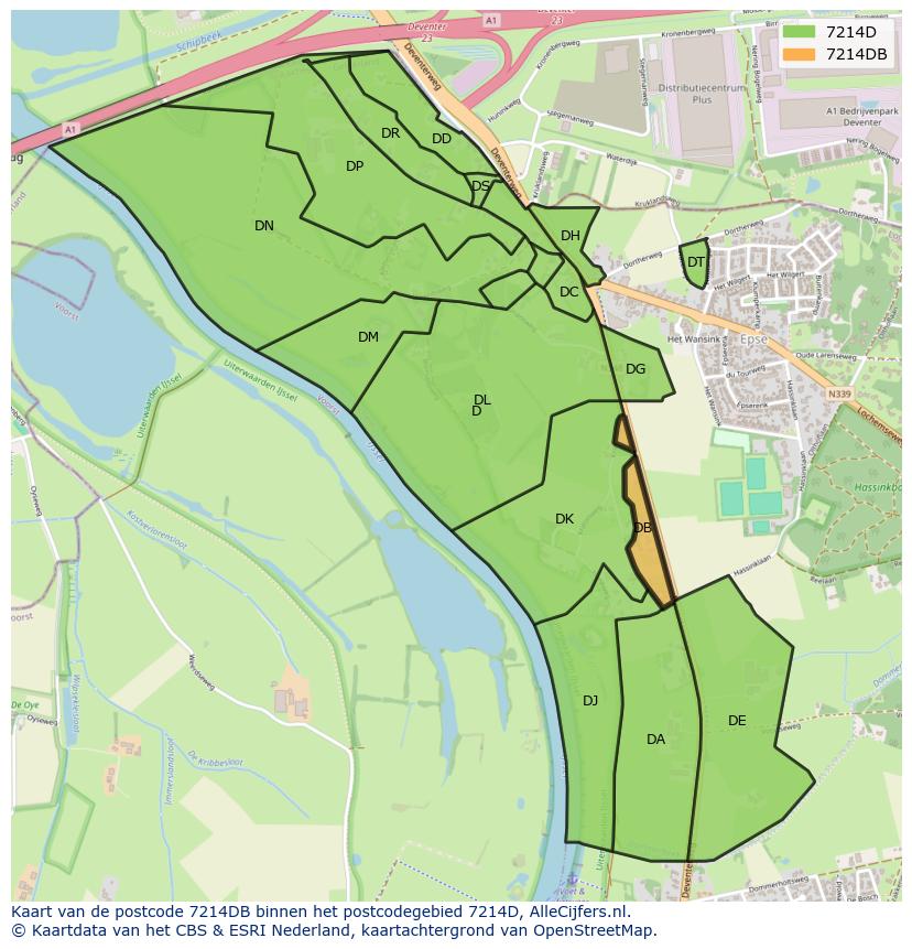 Afbeelding van het postcodegebied 7214 DB op de kaart.