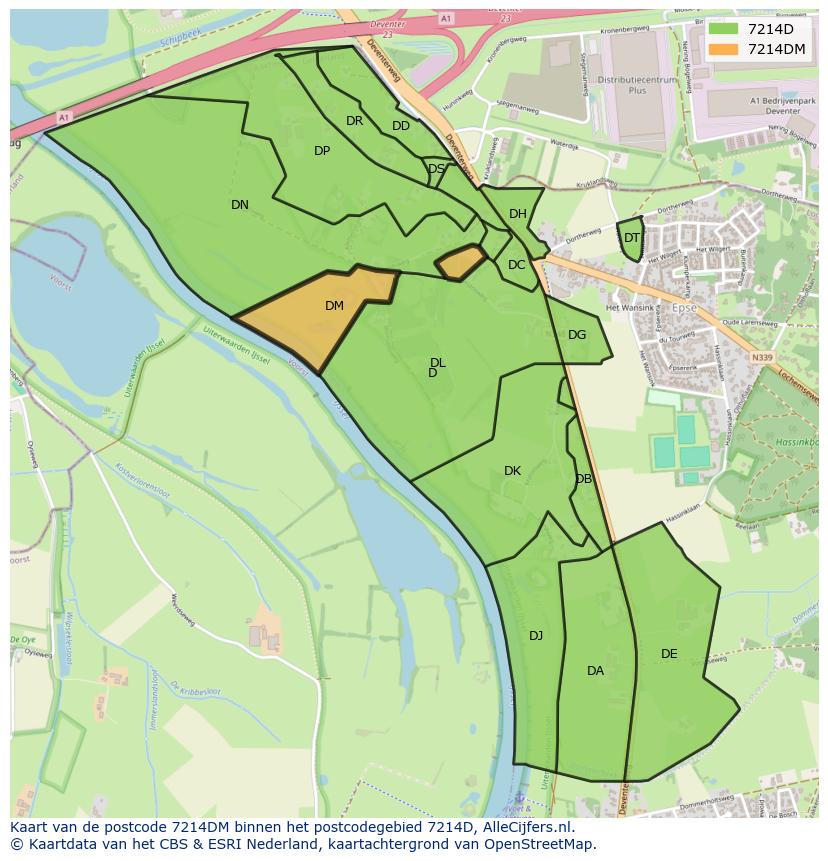 Afbeelding van het postcodegebied 7214 DM op de kaart.