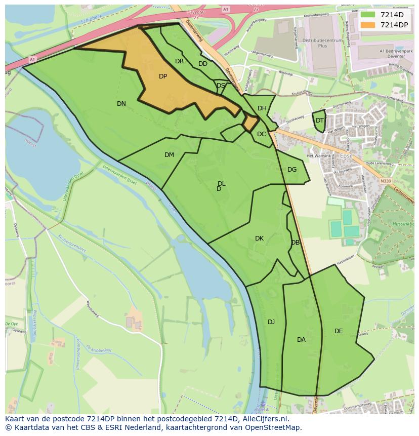 Afbeelding van het postcodegebied 7214 DP op de kaart.