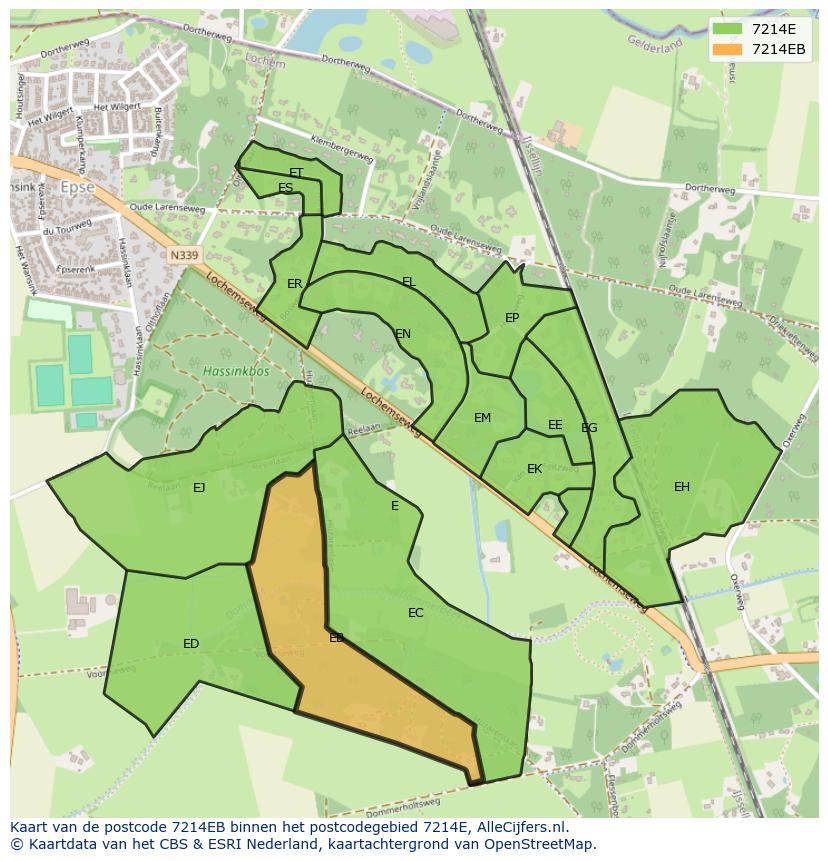 Afbeelding van het postcodegebied 7214 EB op de kaart.