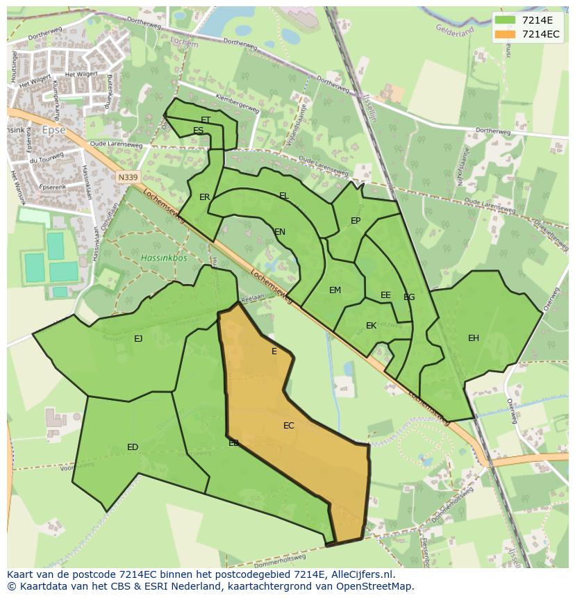 Afbeelding van het postcodegebied 7214 EC op de kaart.