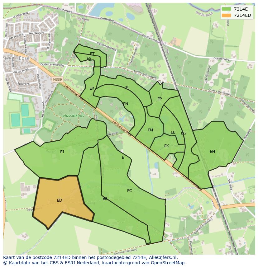 Afbeelding van het postcodegebied 7214 ED op de kaart.