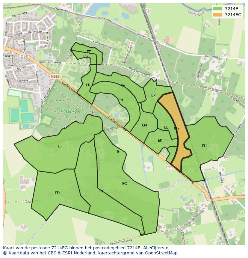 Afbeelding van het postcodegebied 7214 EG op de kaart.