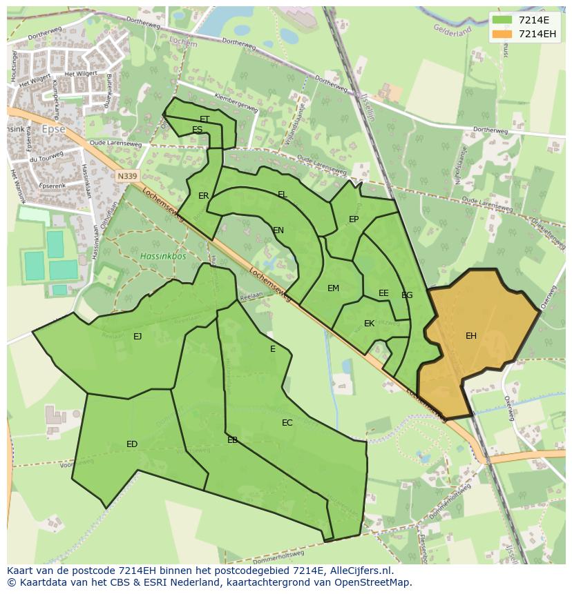 Afbeelding van het postcodegebied 7214 EH op de kaart.