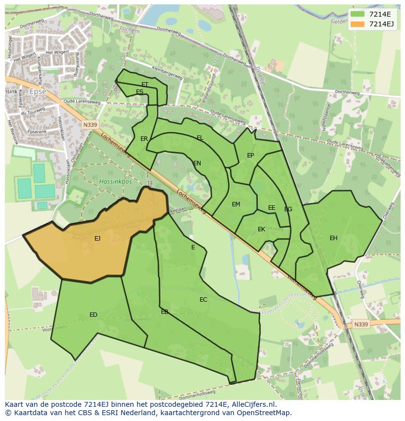 Afbeelding van het postcodegebied 7214 EJ op de kaart.
