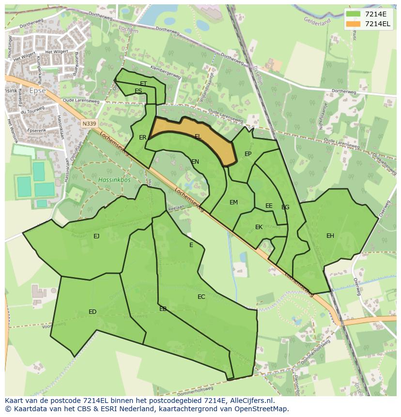Afbeelding van het postcodegebied 7214 EL op de kaart.