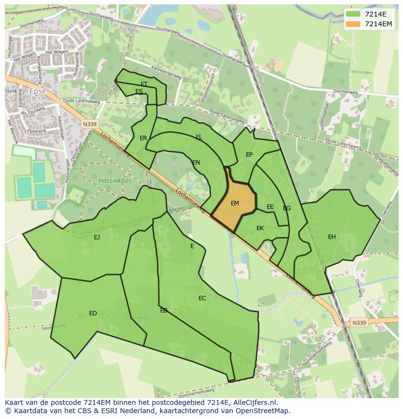 Afbeelding van het postcodegebied 7214 EM op de kaart.