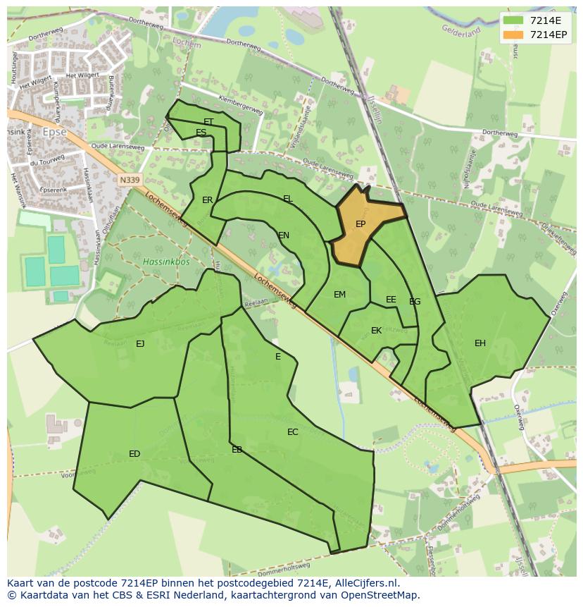 Afbeelding van het postcodegebied 7214 EP op de kaart.