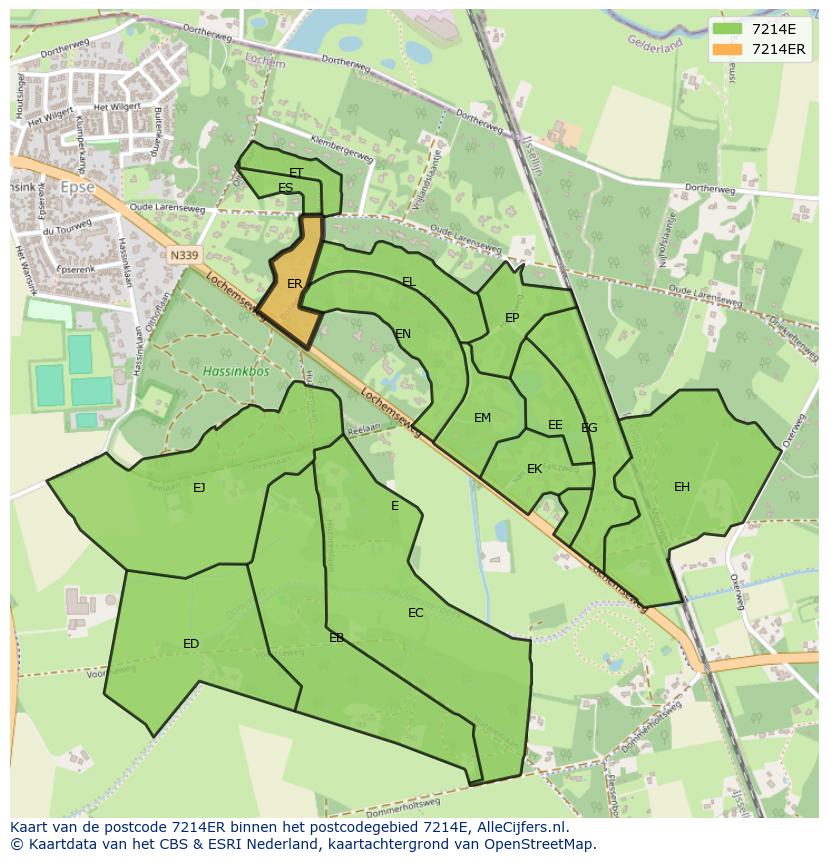 Afbeelding van het postcodegebied 7214 ER op de kaart.