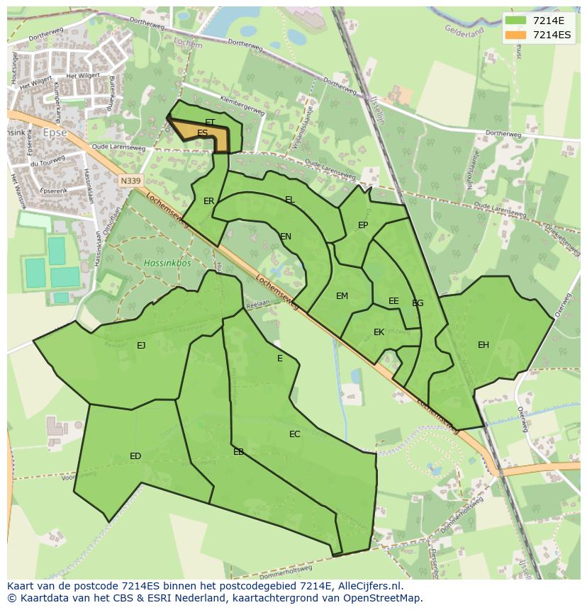 Afbeelding van het postcodegebied 7214 ES op de kaart.
