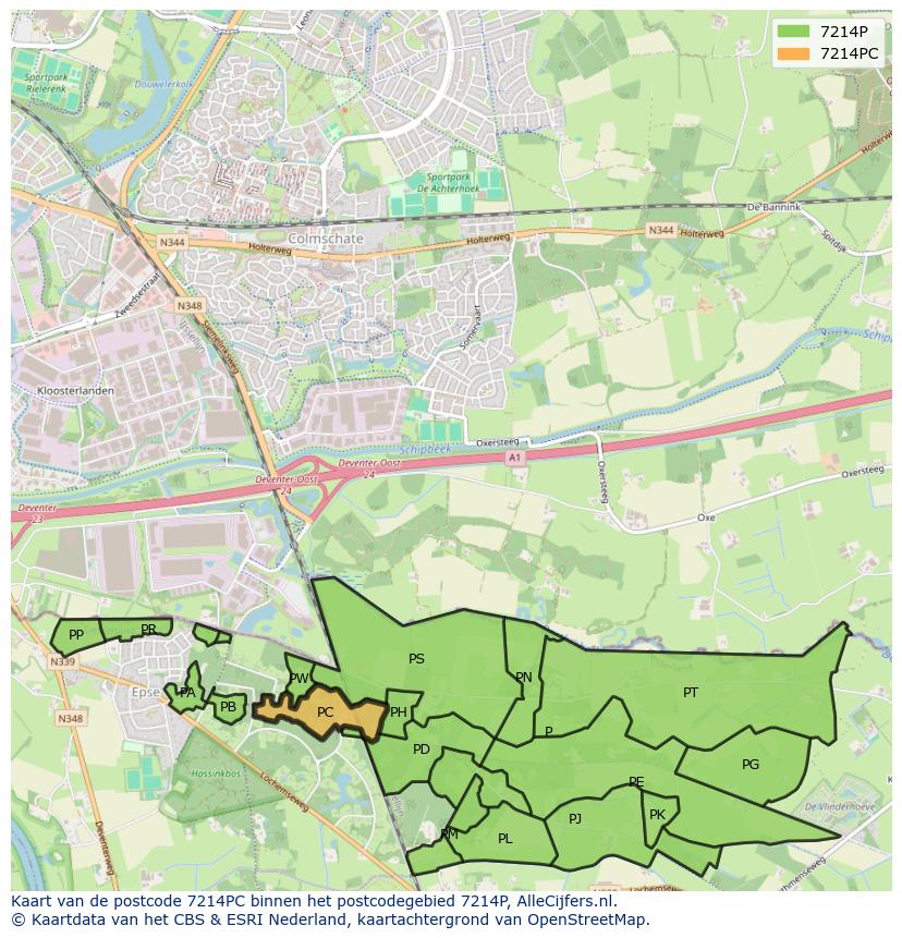 Afbeelding van het postcodegebied 7214 PC op de kaart.