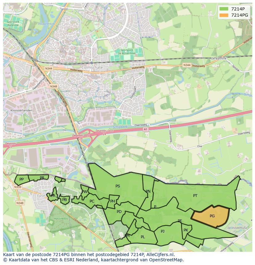 Afbeelding van het postcodegebied 7214 PG op de kaart.