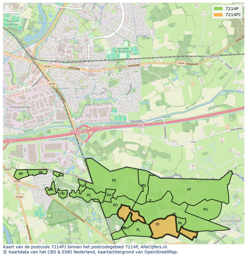 Afbeelding van het postcodegebied 7214 PJ op de kaart.