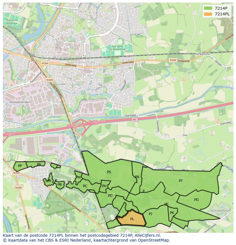 Afbeelding van het postcodegebied 7214 PL op de kaart.