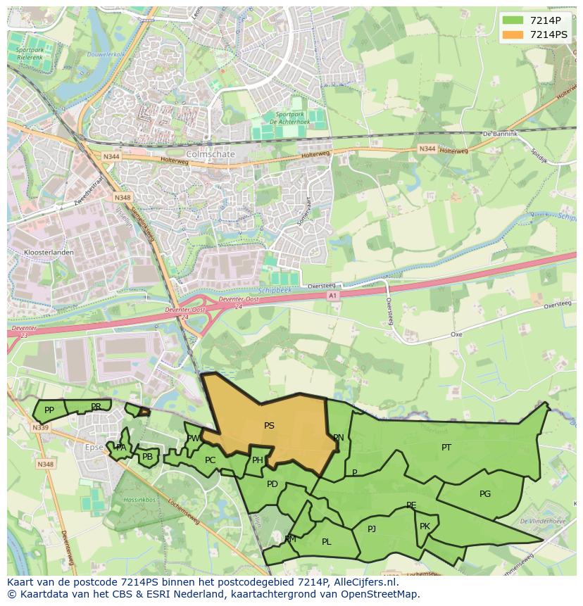 Afbeelding van het postcodegebied 7214 PS op de kaart.