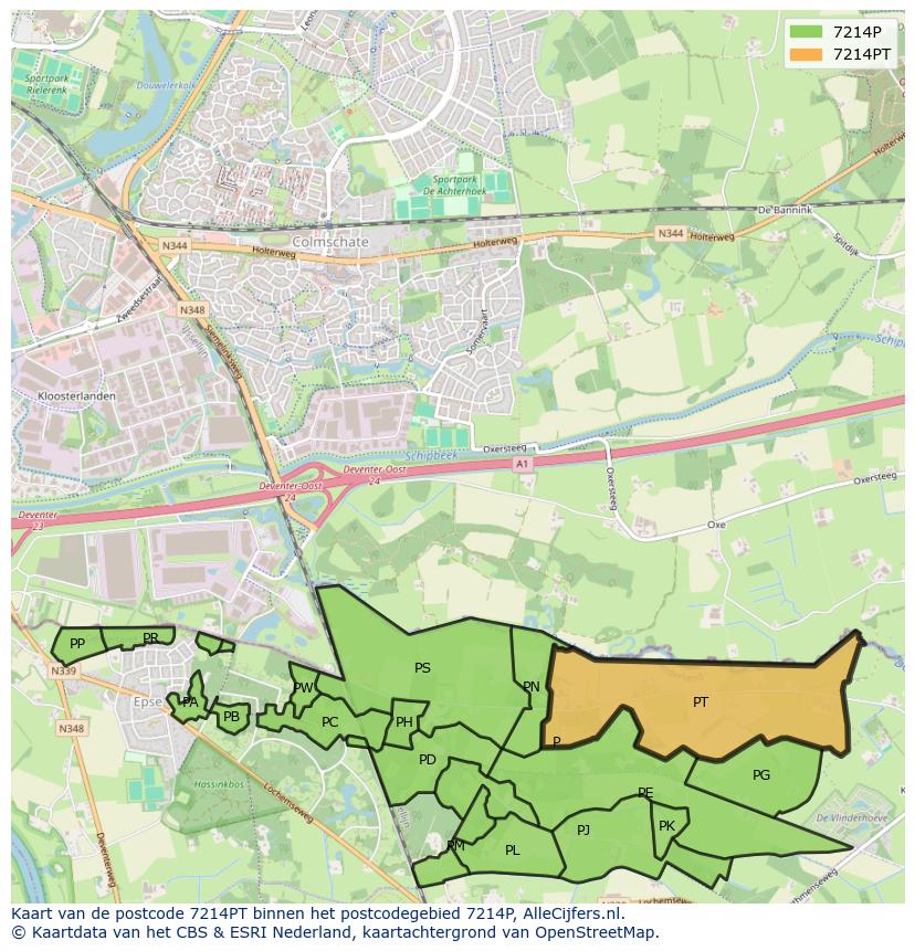Afbeelding van het postcodegebied 7214 PT op de kaart.