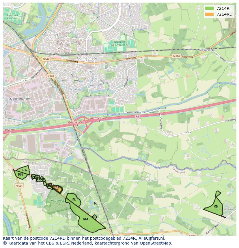 Afbeelding van het postcodegebied 7214 RD op de kaart.