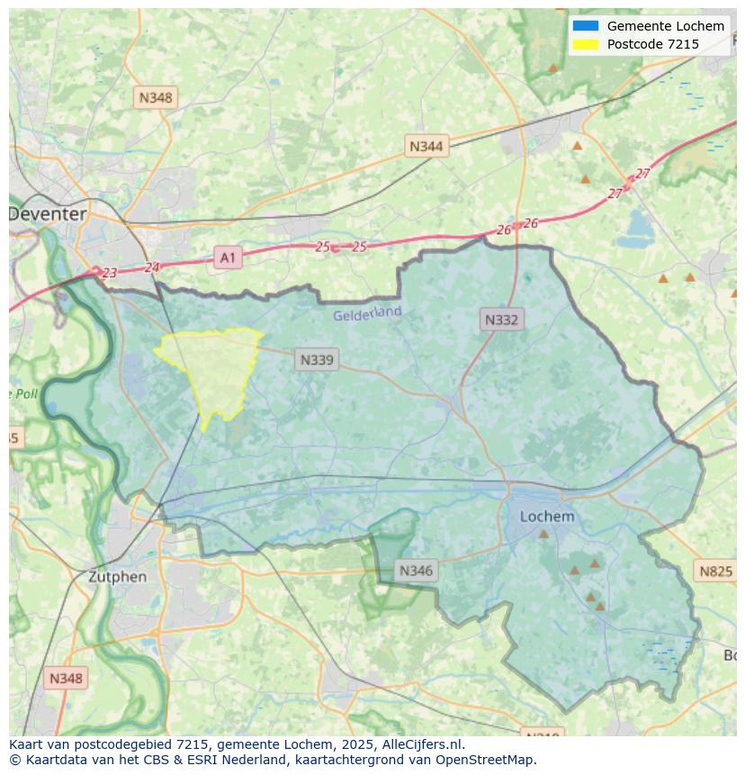Afbeelding van het postcodegebied 7215 op de kaart.