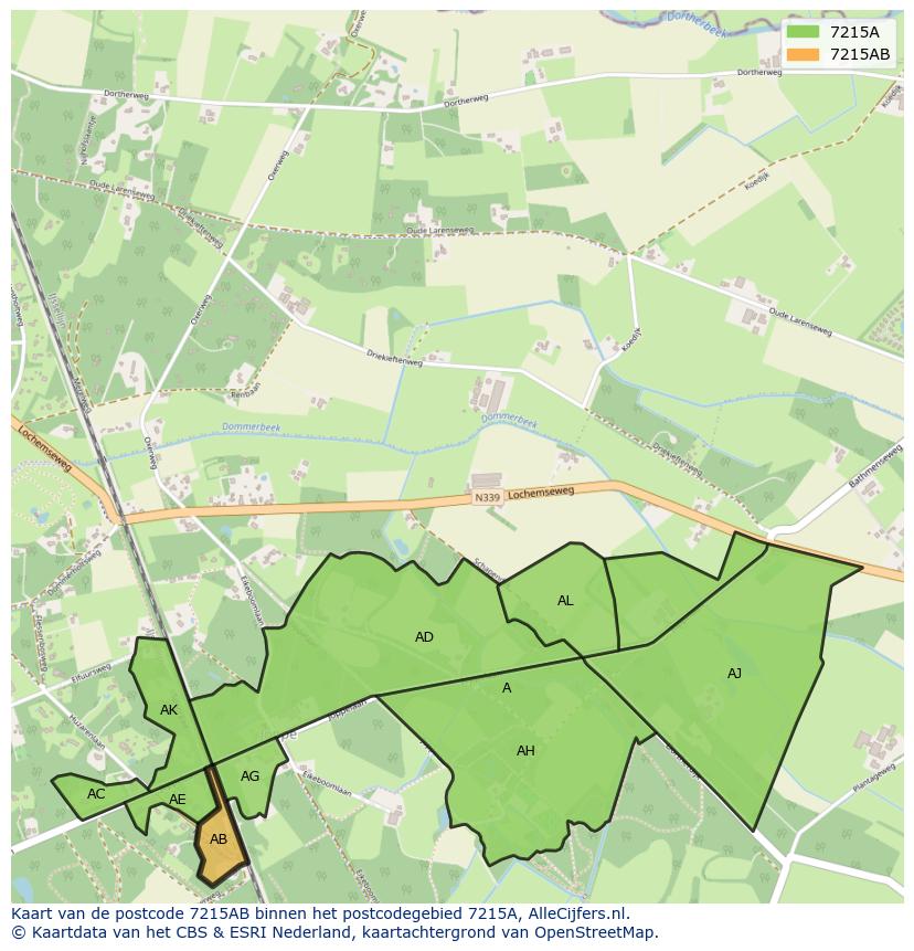 Afbeelding van het postcodegebied 7215 AB op de kaart.