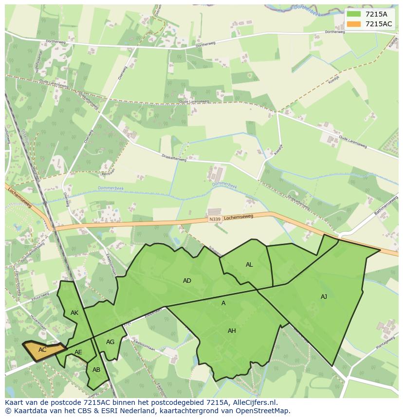 Afbeelding van het postcodegebied 7215 AC op de kaart.