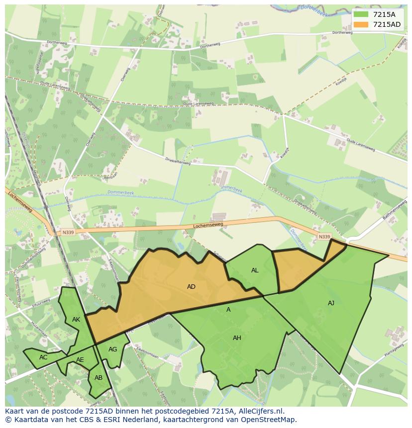 Afbeelding van het postcodegebied 7215 AD op de kaart.