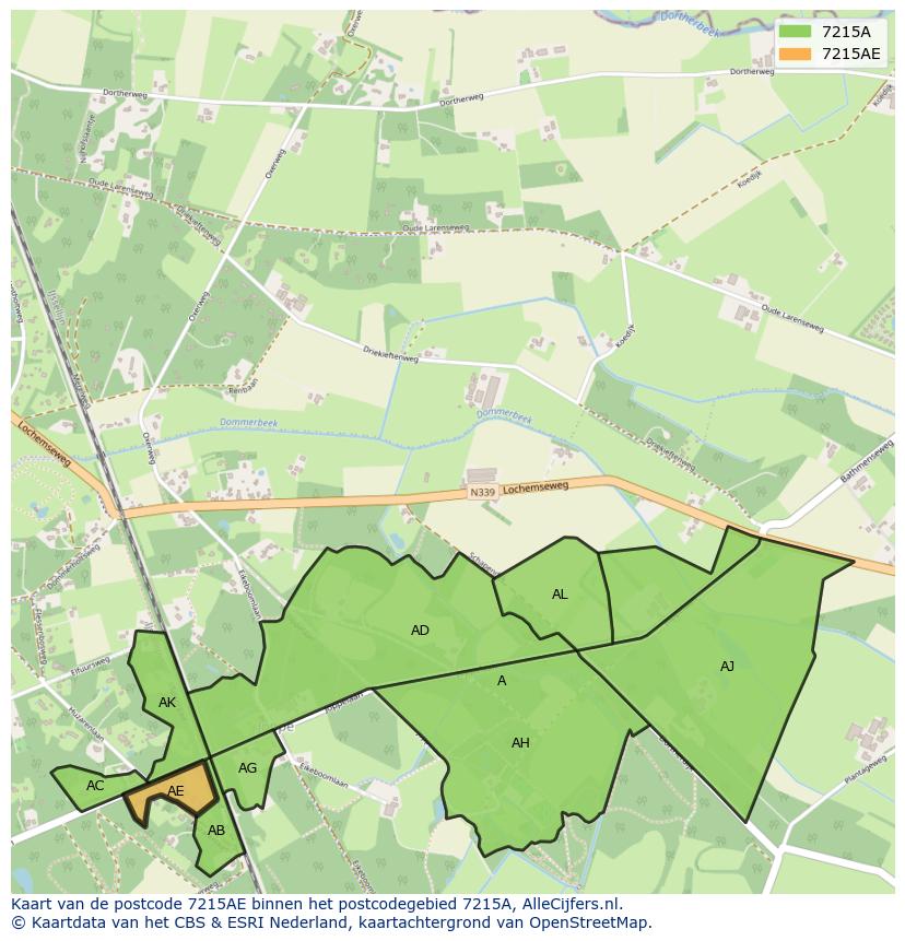 Afbeelding van het postcodegebied 7215 AE op de kaart.