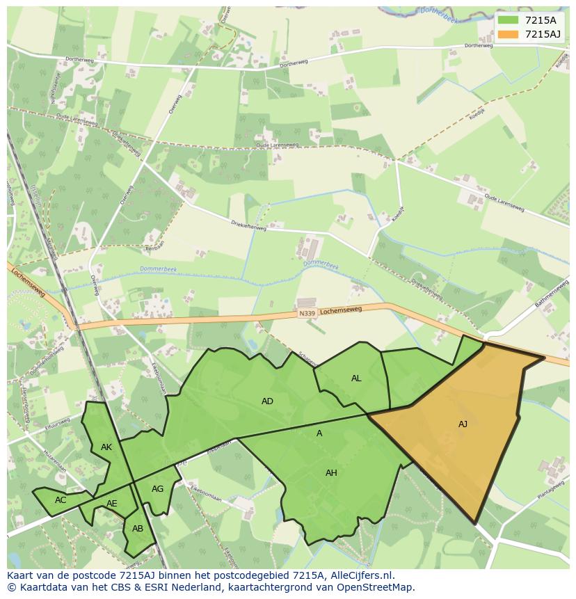 Afbeelding van het postcodegebied 7215 AJ op de kaart.