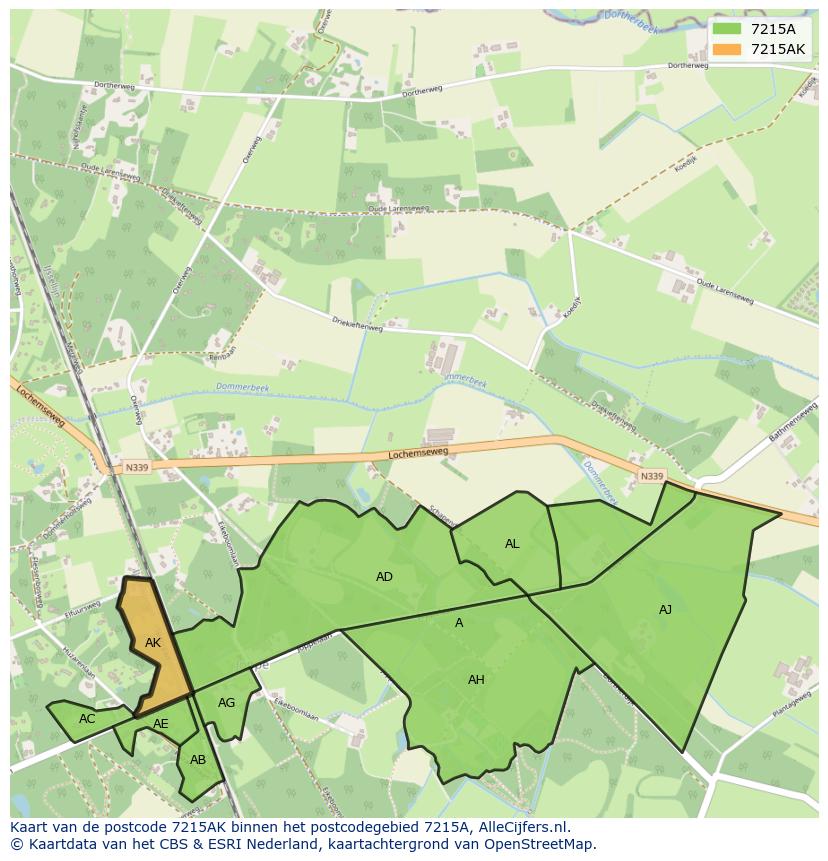 Afbeelding van het postcodegebied 7215 AK op de kaart.