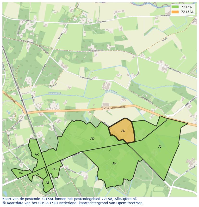 Afbeelding van het postcodegebied 7215 AL op de kaart.
