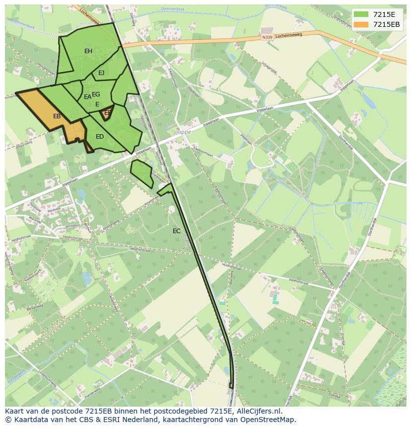 Afbeelding van het postcodegebied 7215 EB op de kaart.