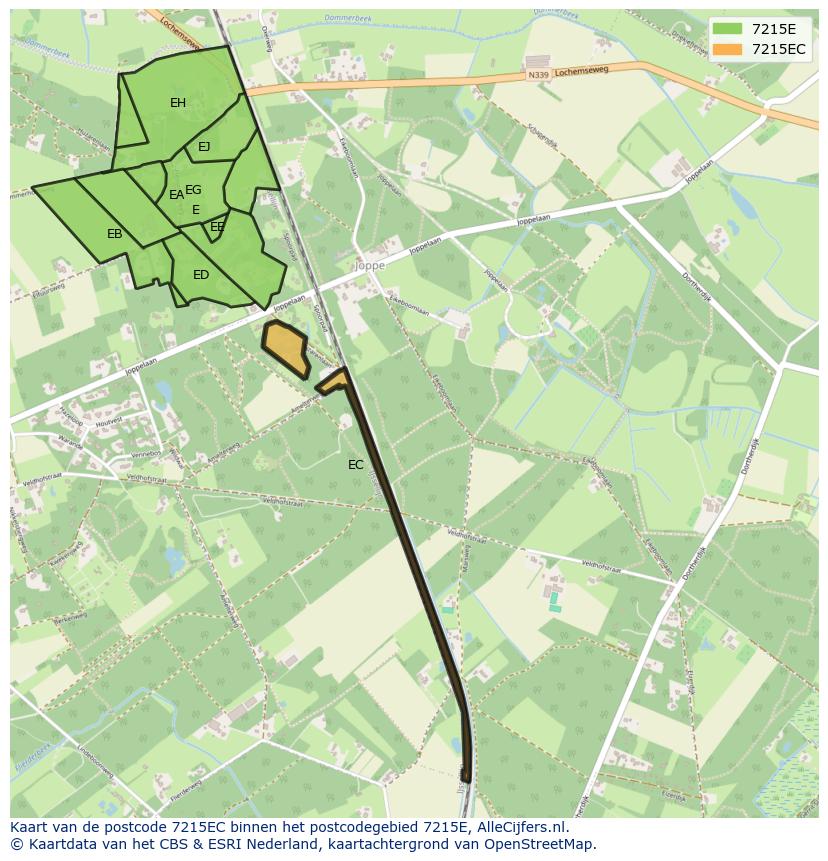 Afbeelding van het postcodegebied 7215 EC op de kaart.