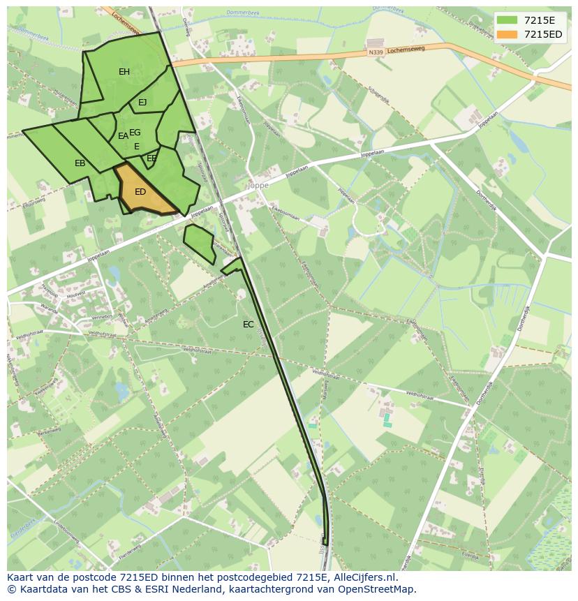 Afbeelding van het postcodegebied 7215 ED op de kaart.
