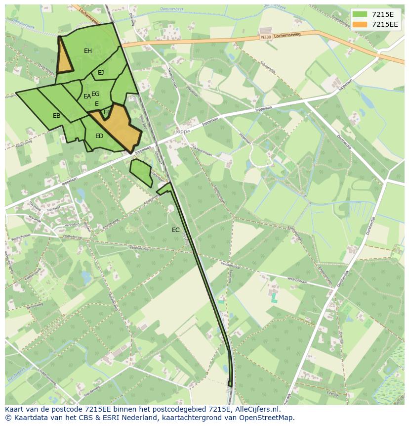Afbeelding van het postcodegebied 7215 EE op de kaart.