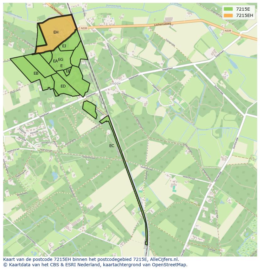 Afbeelding van het postcodegebied 7215 EH op de kaart.