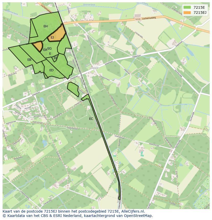 Afbeelding van het postcodegebied 7215 EJ op de kaart.